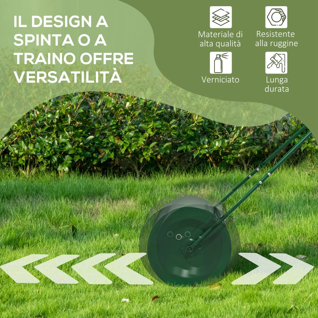 Rullo Compressore per Prato Capacità 63L con Lama Raschiante in Metallo Verde Scuro