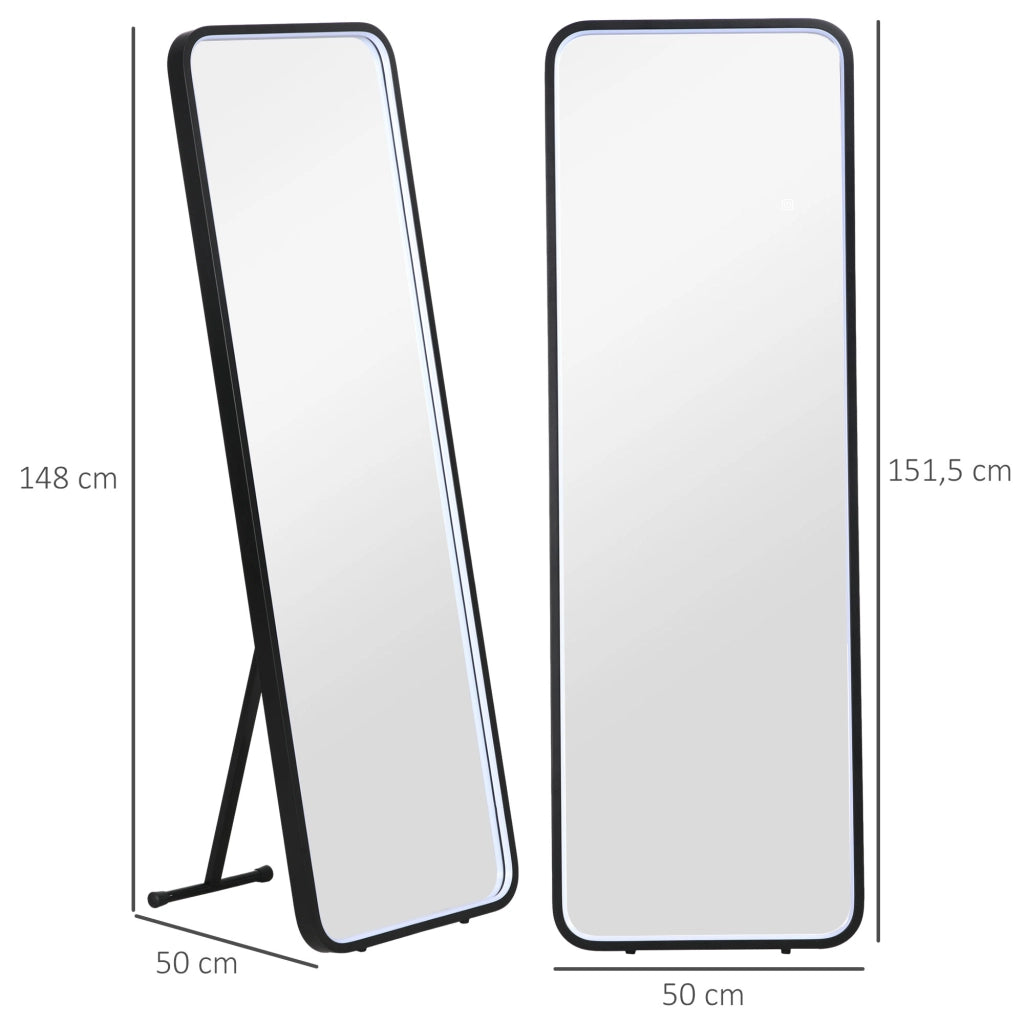 Specchio a Pieno Corpo LED ¨C zephmum ¨C Grigio 151.5x50 cm