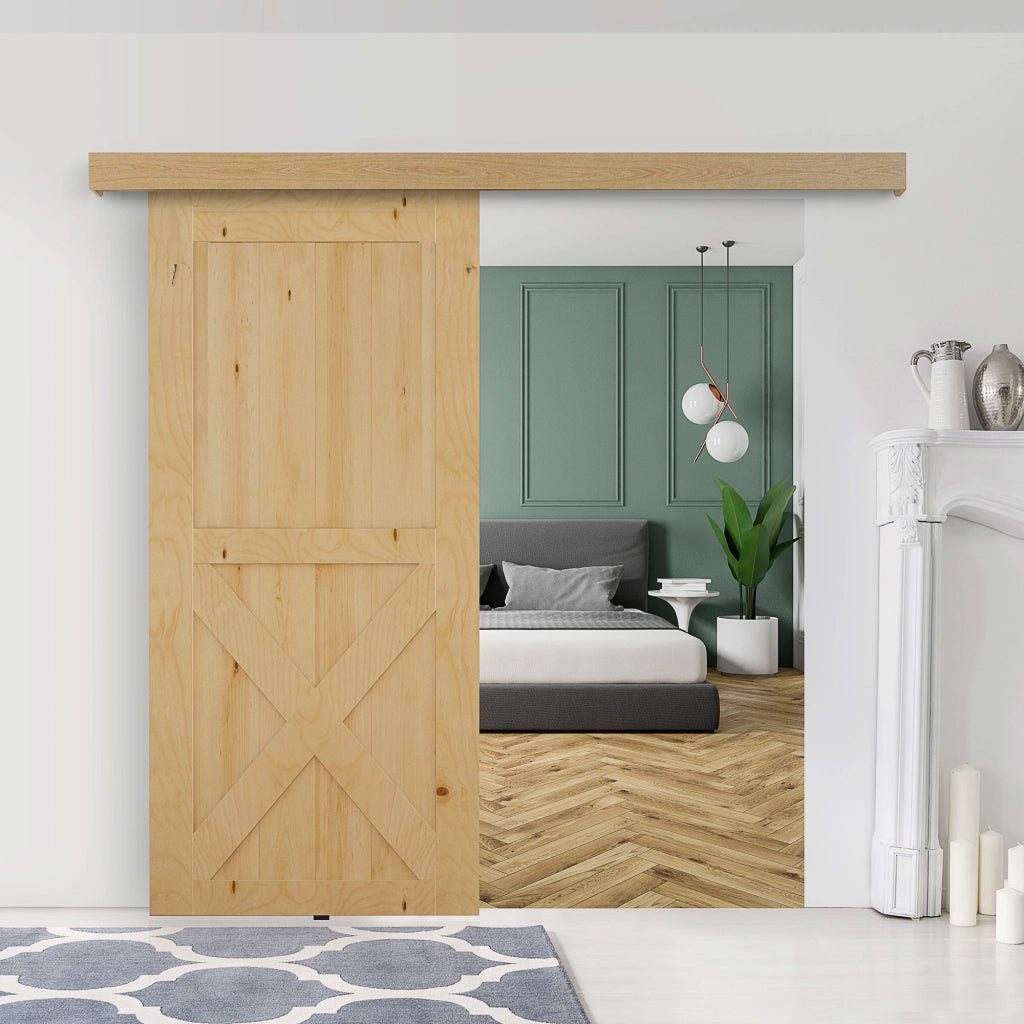 200CM/6.6FT Binario con Kit di Accessori per Porte Scorrevoli in Stile Rustico in Legno