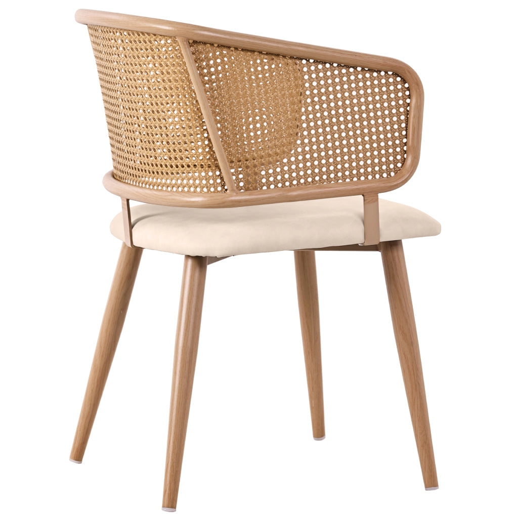 Sedie da Pranzo con Schienale in Rattan ¨C MINIMAL ¨C Set 6 Pezzi, Seduta in Ecopelle, Moderno