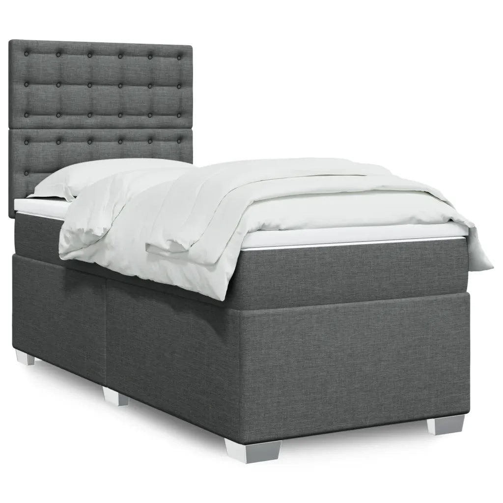 Giroletto a Molle con Materasso Grigio Scuro 100x200 cm Tessuto 3290414