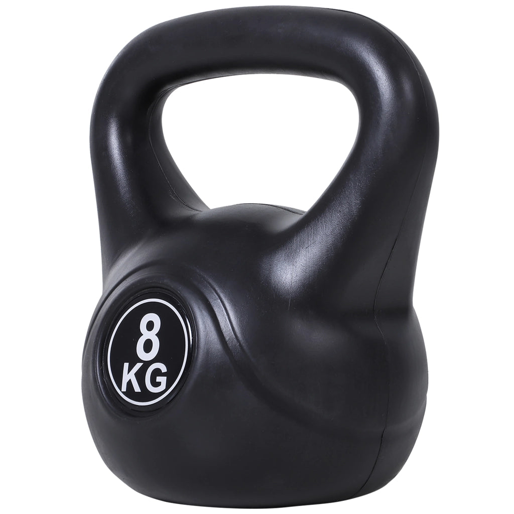 Kettlebell 8 kg ¨C Xylo ¨C Impugnatura antiscivolo, riempimento sabbia, 22x17x24 cm, nero