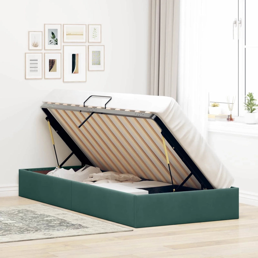 Letto ottomano Verde Scuro 100 x 200 cm Velluto