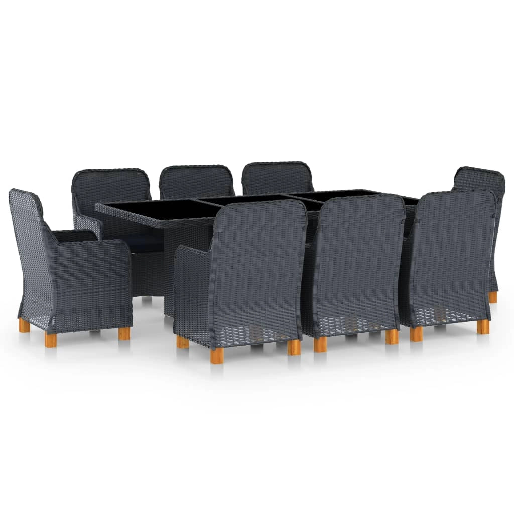 Set da pranzo da 9 pezzi con cuscini resina intrecciata grigio scuro 02_0014643