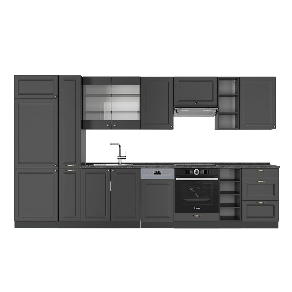 Cucina componibile Fame-Line Oro-antracite rustico/Antracite 355 cm, PL Antracite Vicco