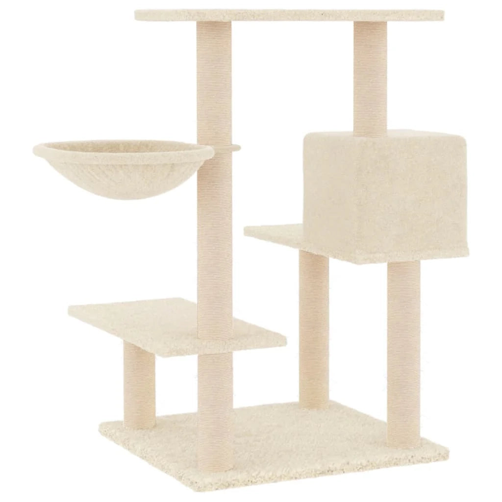 Tiragraffi per gatti Mobili per arrampicata su torre Tiragraffi piattaforma da arrampicata con tiragraffi in sisal 82,5 cm crema 02_0022525