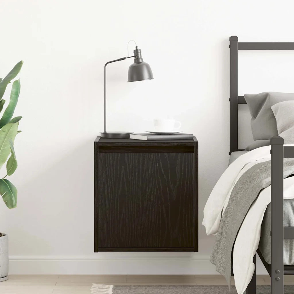vidaXL Comodino a Muro Rovere Nero 38x34x40 cm