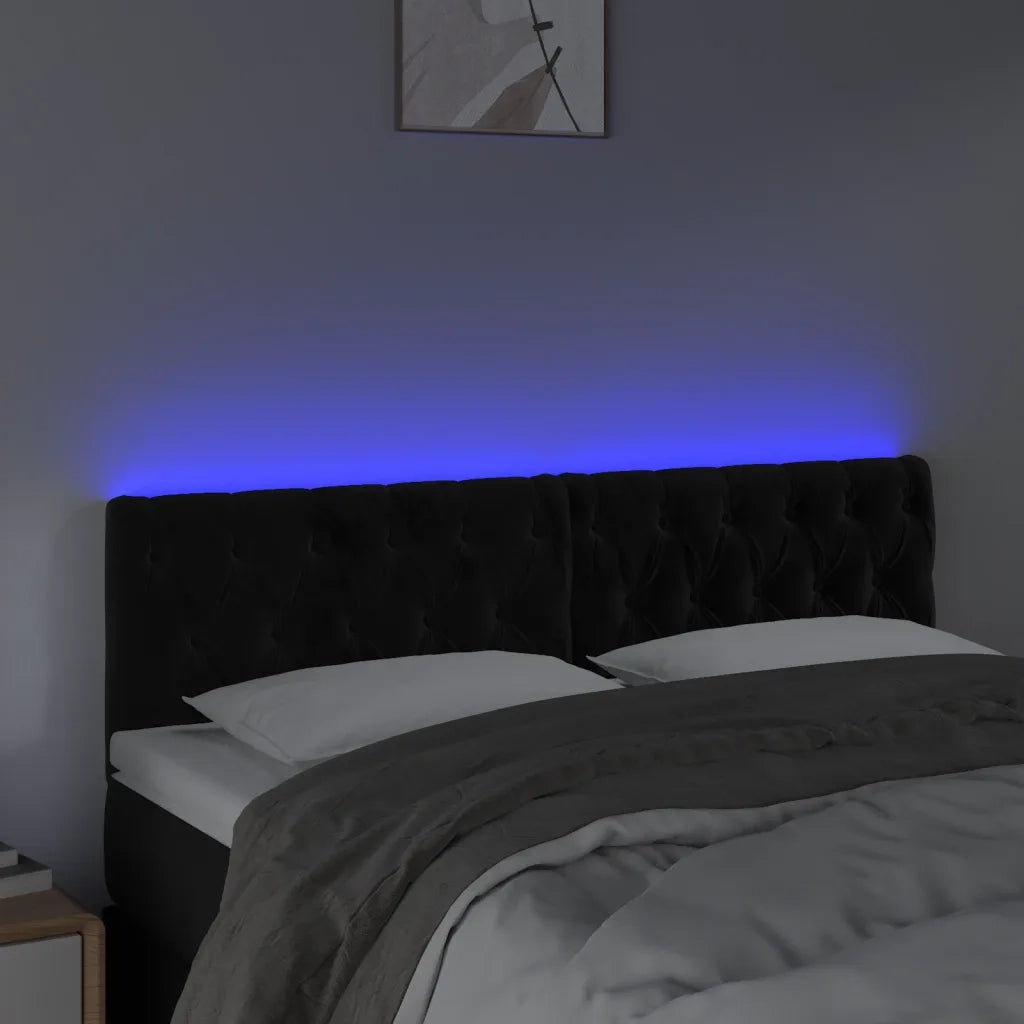 Testiera | Testata a LED Nera 160x7x78/88 cm in Velluto