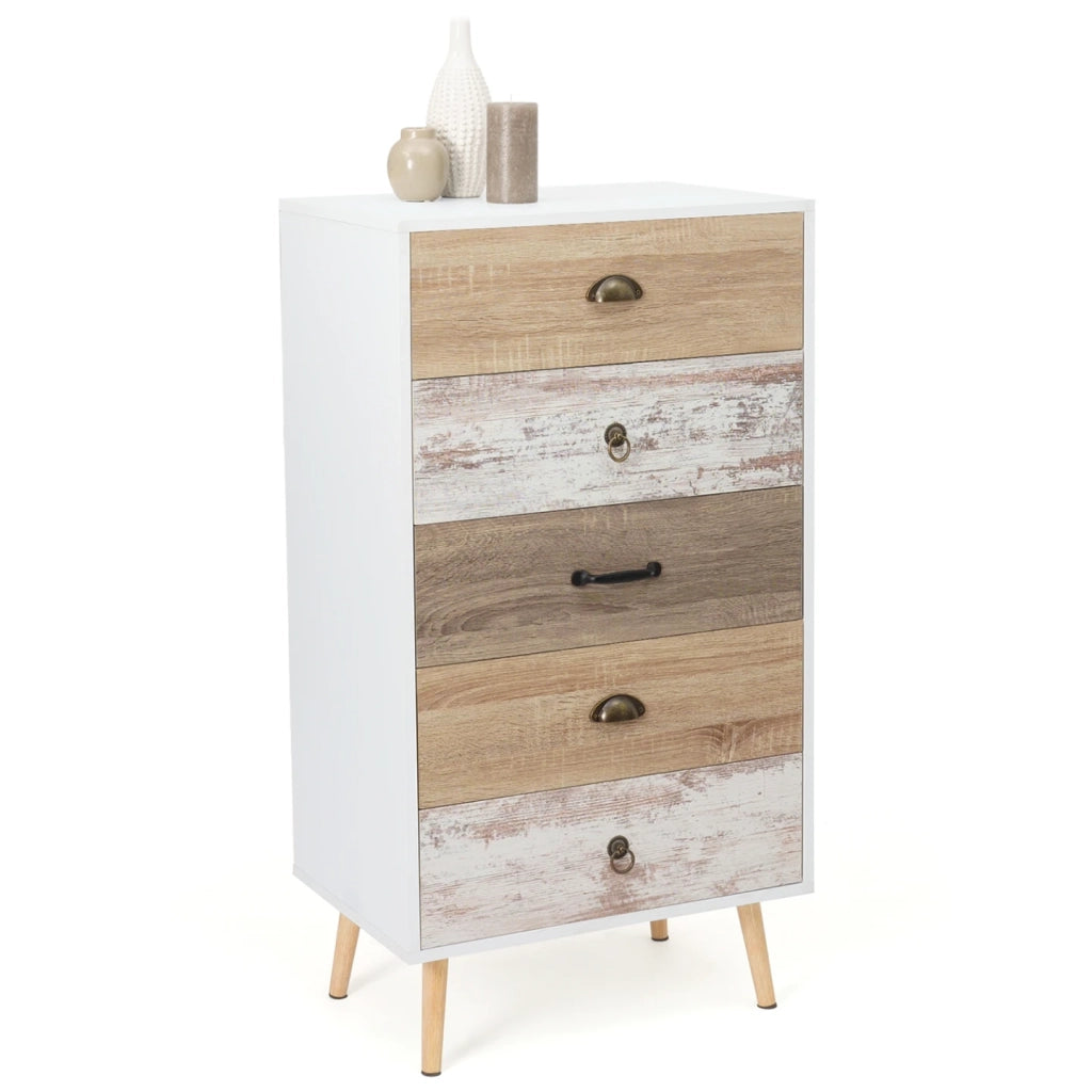 IDMarket - BAHIA Cassettone a 5 cassetti da 60 cm Scandinavo