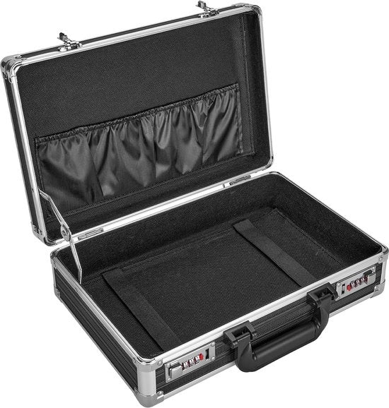 Cassa di Sicurezza Portatile, 36 x 23,88 x 11,43 cm, Contenitori di Archiviazione Portatili con Due Combinazioni di Chiusure, Cassaforte per Oggetti Personalizzati, Cassetti per Medicinali, Borsa da Viaggio - Nero