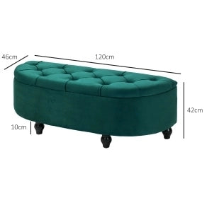 Panca contenitore imbottita verde scuro 120 cm