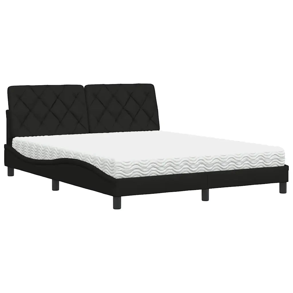 Letto con Materasso Nero 160x200 cm in Tessuto 3310750