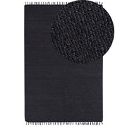 Tappeto Runner in iuta nero 200 x 300 cm rettangolare con nappe decorative intrecciate a mano in stile bohémien.