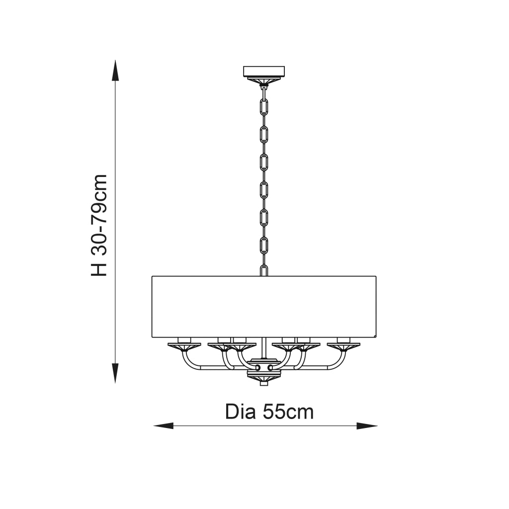 Lampadario Nixon 6 luci E14 nichel con paralume Endon