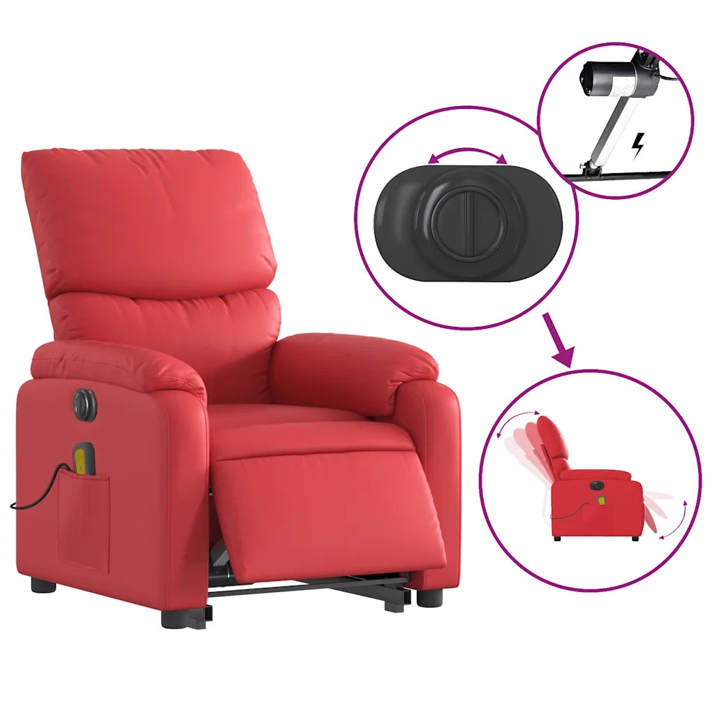 Poltrona Alzapersona Reclinabile Elettrica Rossa in Similpelle 3204912