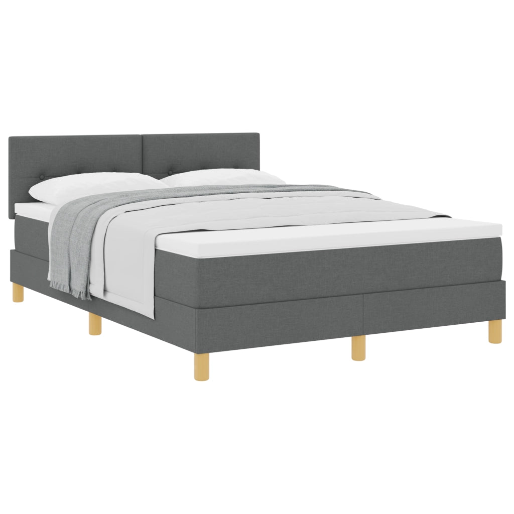 Letto con Box Spring e Materasso Grigio Scuro 160x200 cm Tessuto