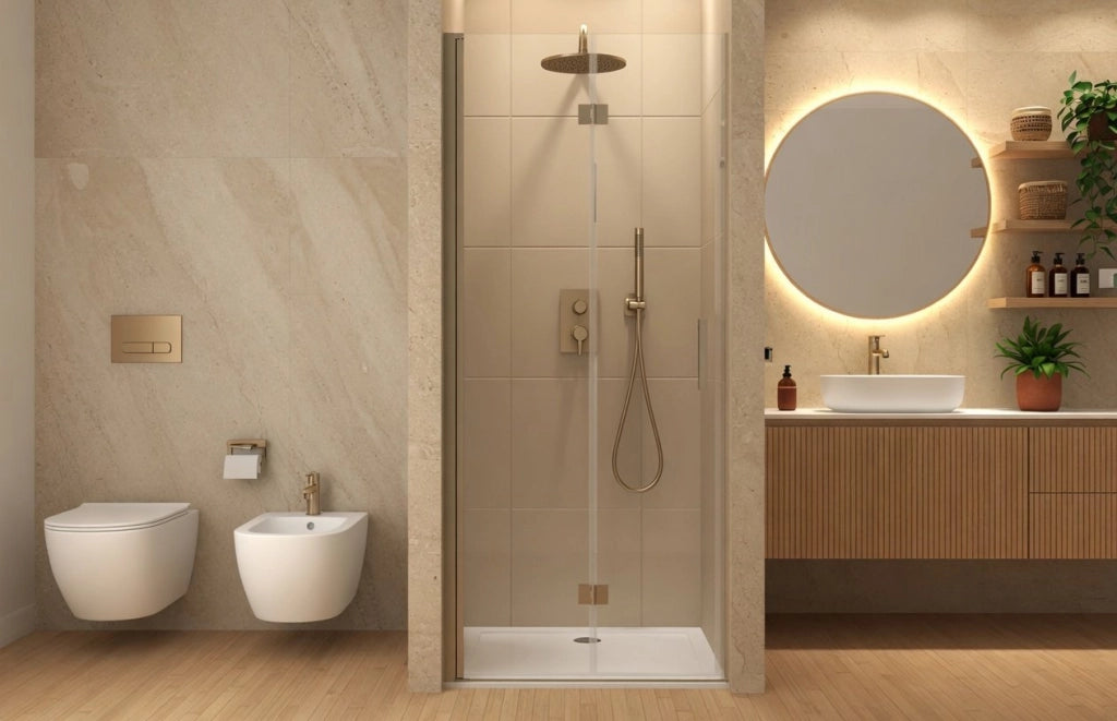 Box doccia 100 cm apertura a SOFFIETTO nicchia H200 cm cristallo 6mm profilo SATINATO LIAM