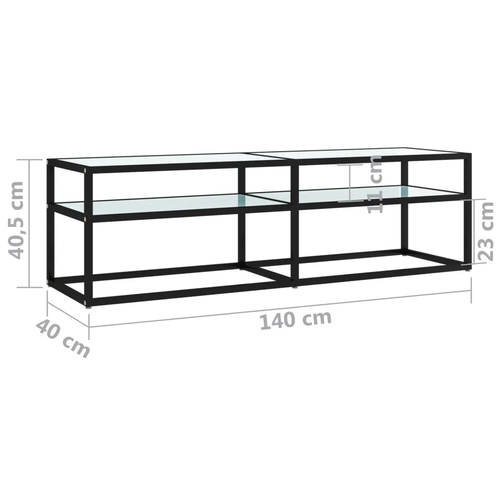 Mobile Porta TV Marmo Bianco 140x40x40,5 cm in Vetro Temperato 331716