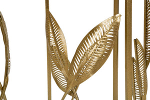 Set 2 Tavolini Leaf Ø35 cm e Ø30 cm in Ferro e MDF Oro