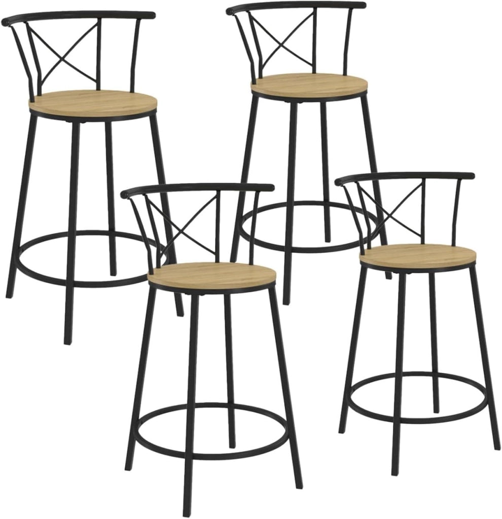 Set di 4 sgabelli da bar bistrot DETROIT con schienale arrotondato dal design industriale
