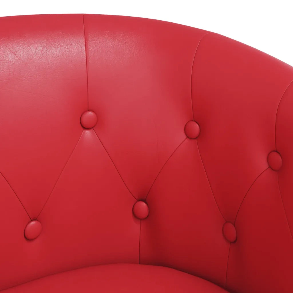 Poltrona a Pozzetto con Poggiapiedi Rossa in Similpelle 356468