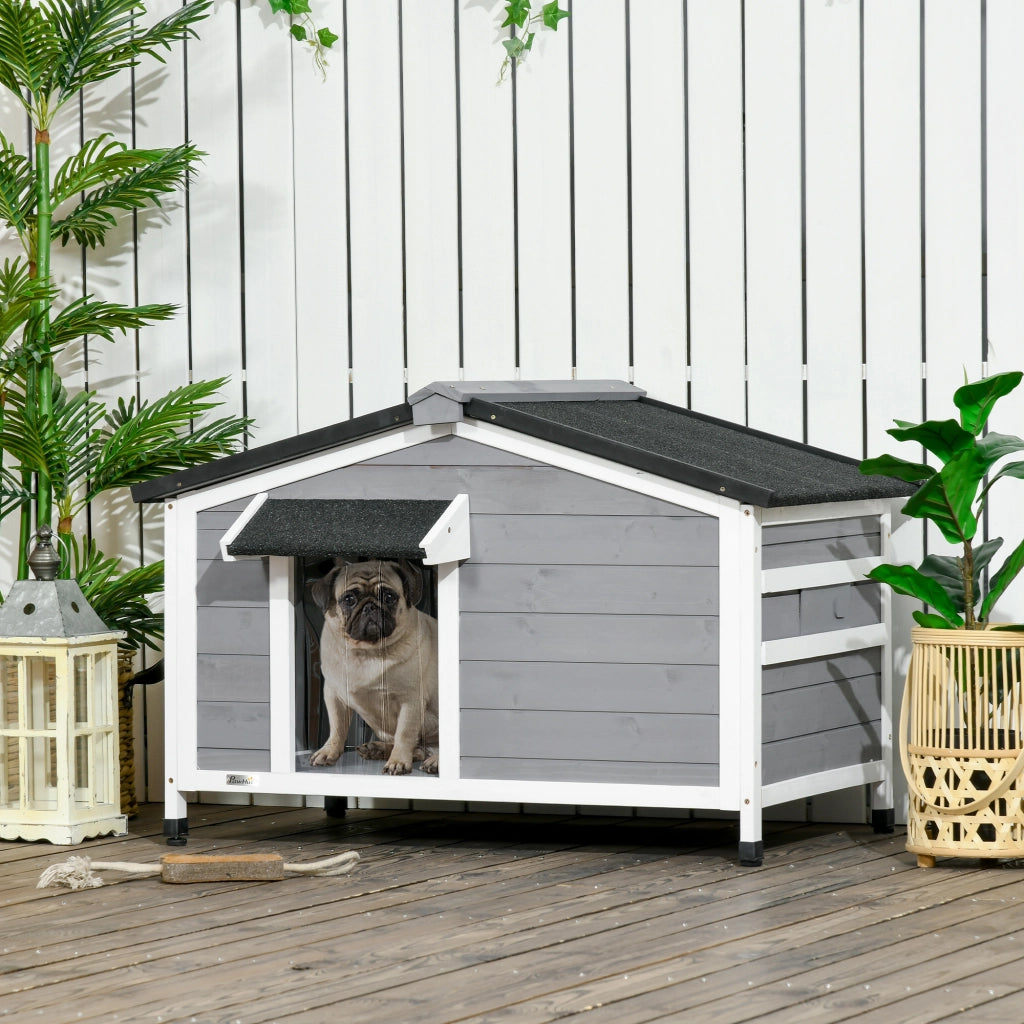 Casetta per Cani in Legno con Tetto e Base ¨C Minimal ¨C 97x72x65 cm Grigio