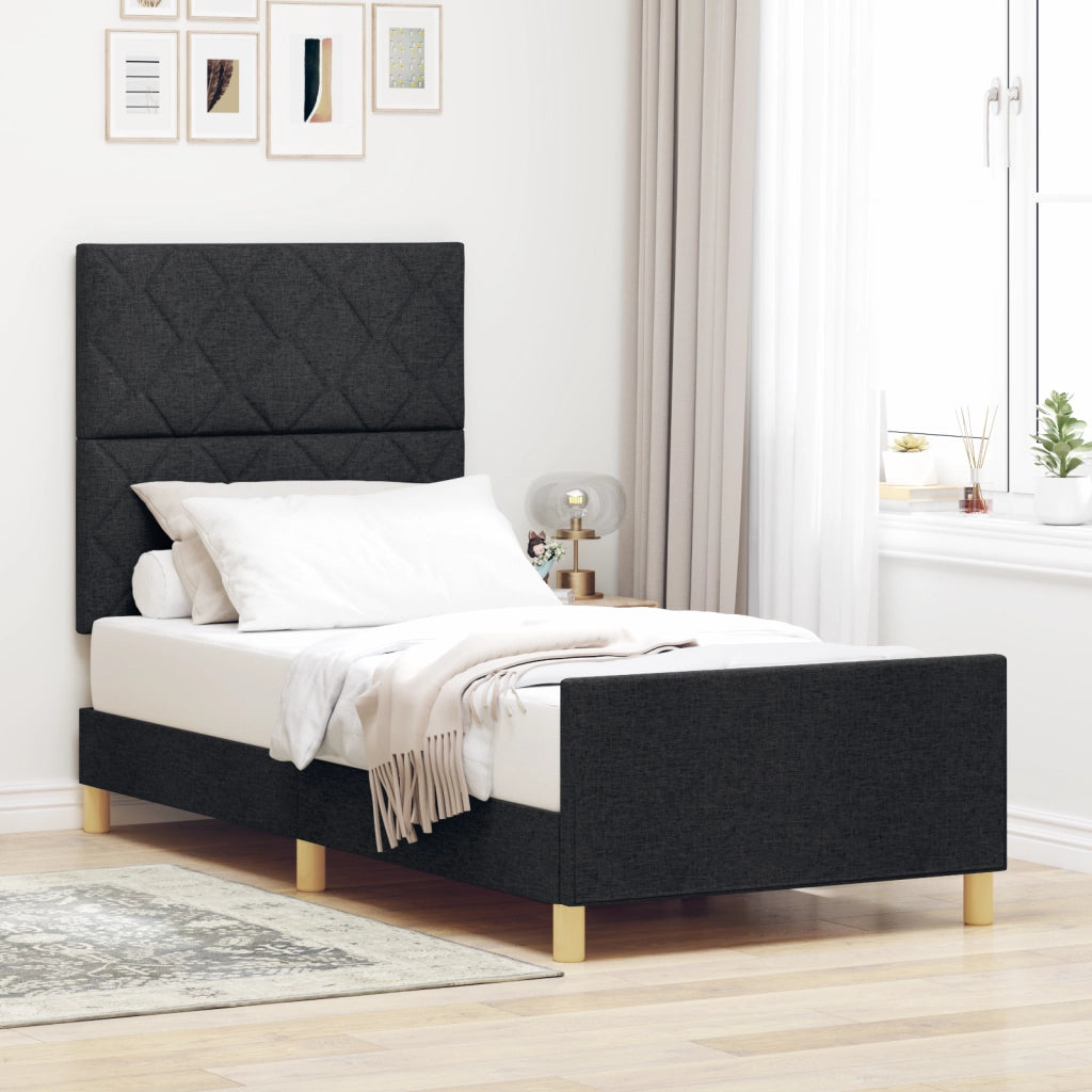 Struttura del letto nera 100x200 cm in tessuto