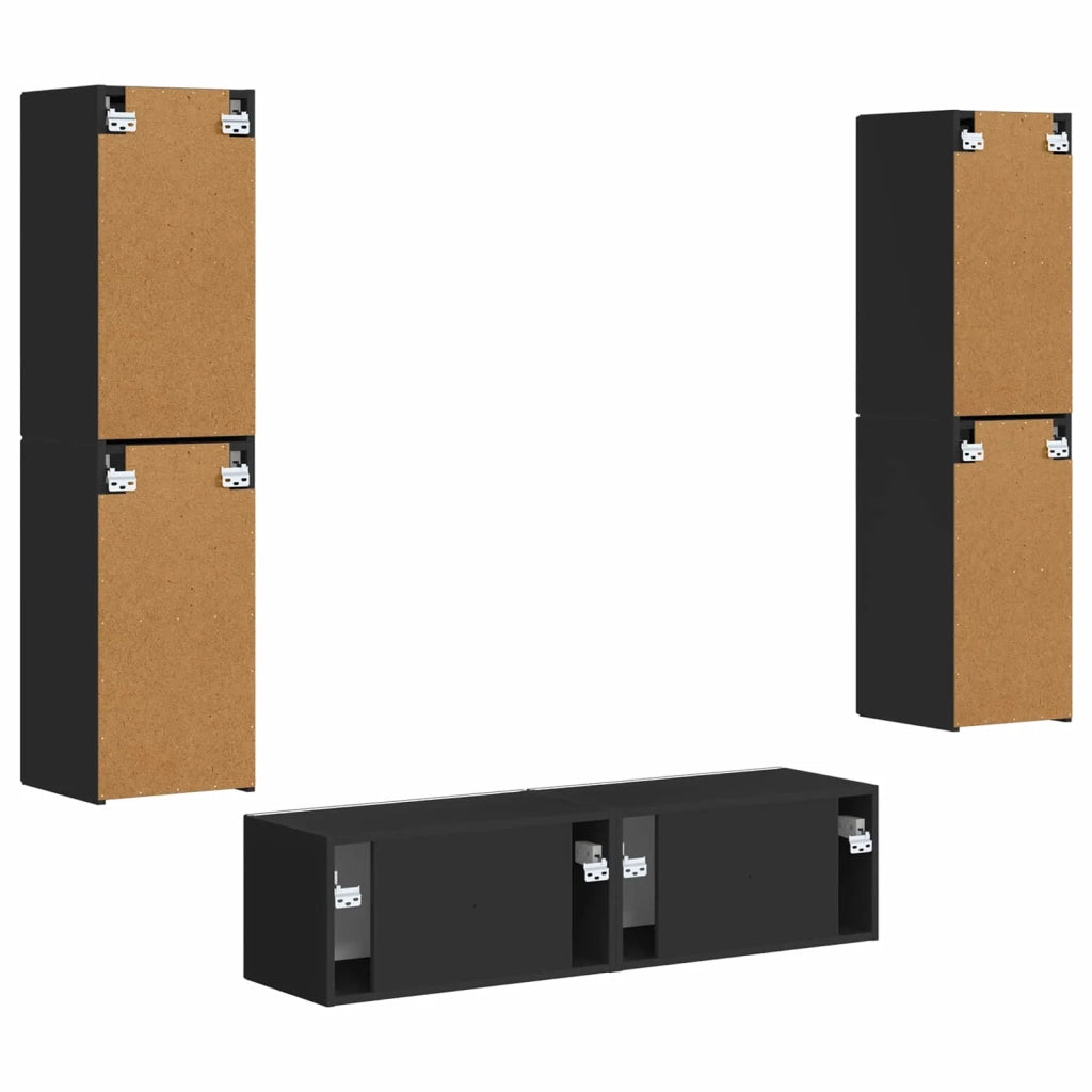 Set mobile TV 6 pz-Credenza per TV Nero Legno multistrato 679568
