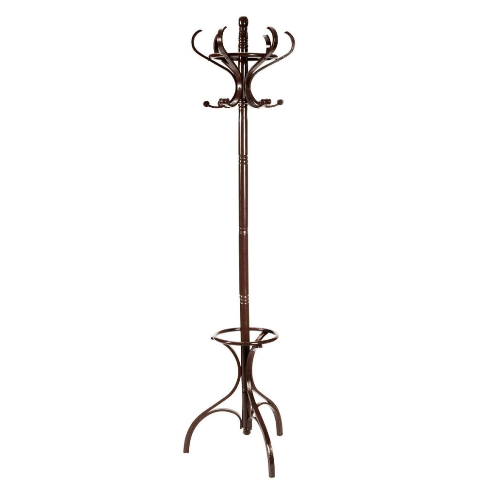 Wood Coat Hat Rack Tree Clothes Hanger-Bronze