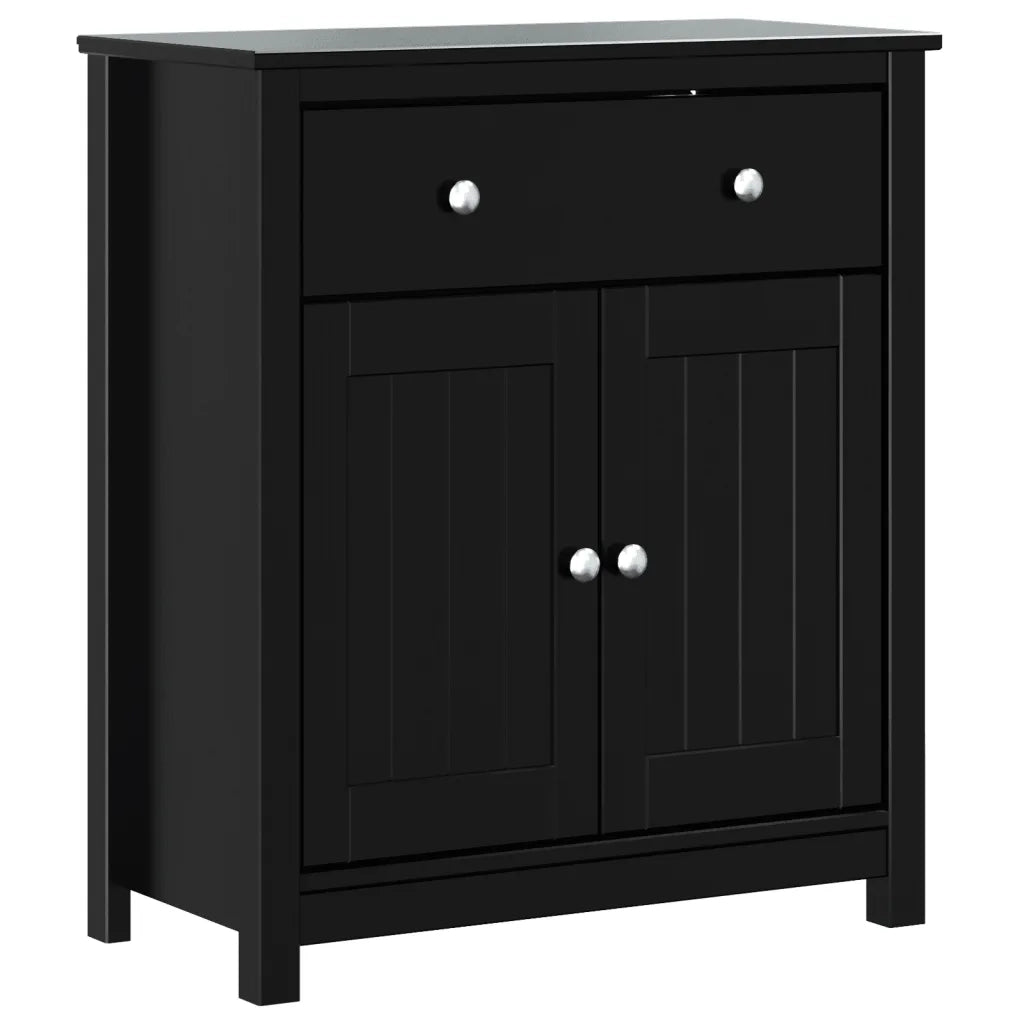 Mobiletto da bagno moderno con 1 cassetto e 2 ante 69,5 x 34 x 80 cm in pino nero massello 02_0047336