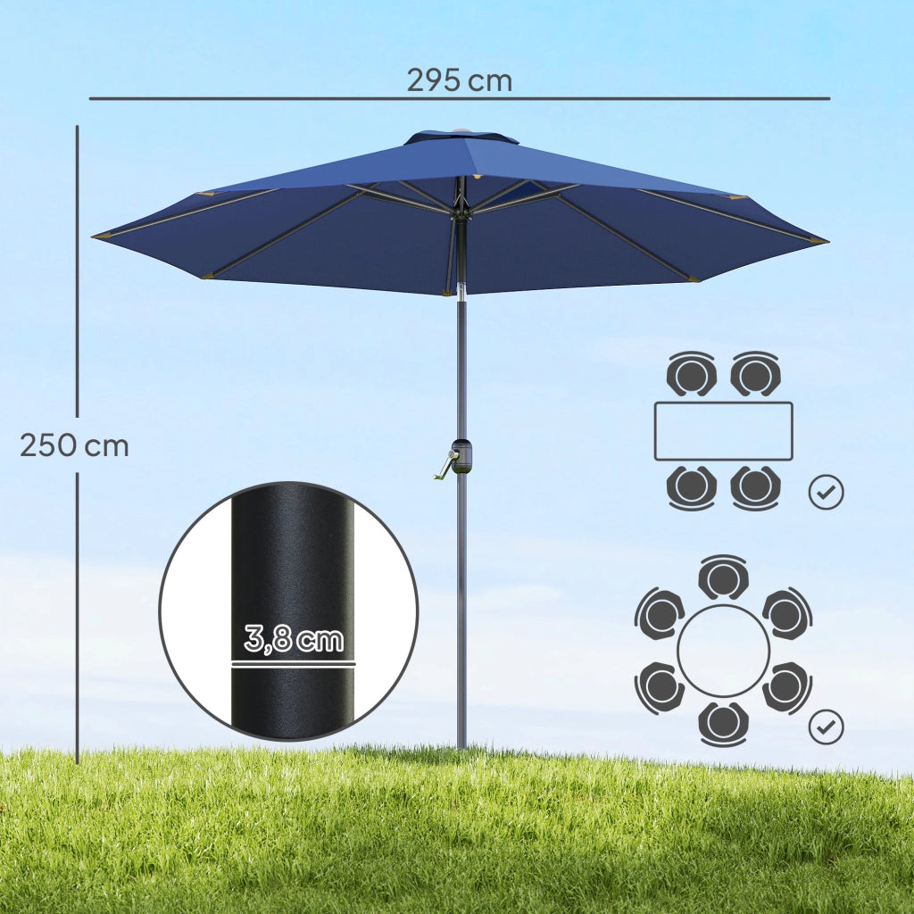 Ombrellone da giardino inclinabile ? 3 m ¨C zephmum ¨C blu metallo poliestere