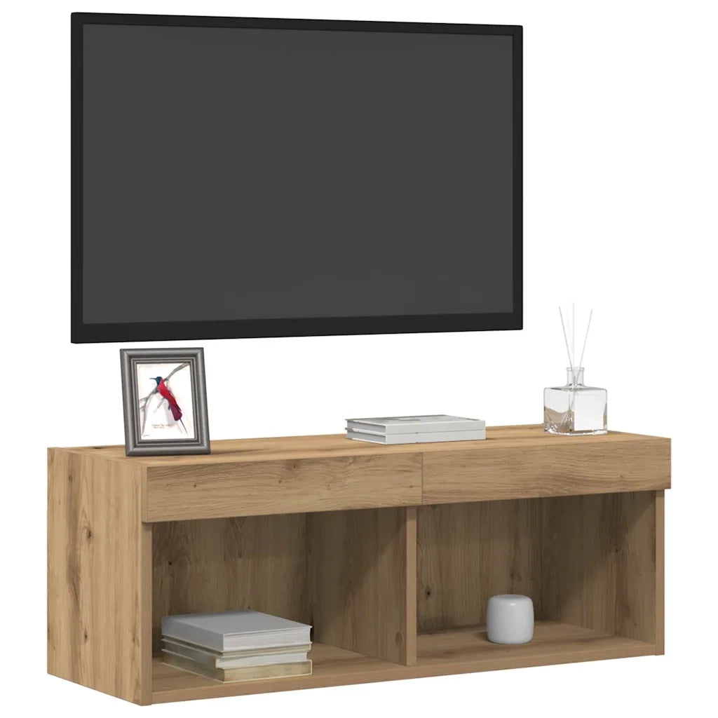 Set mobile TV con led 2 pcs Rovere artigianale 80 x 30 x 30 cm 862203