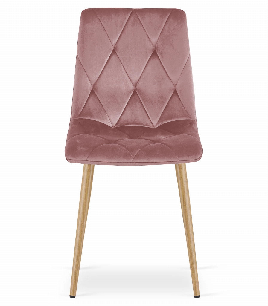 Sedia Valora TYRA in velluto rosa con gambe in legno x3