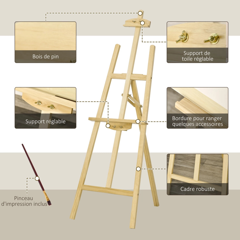 Cavalletto da Pittura Regolabile ¨C Minimal ¨C Legno di Pino 51.5x71.5x134.5 cm