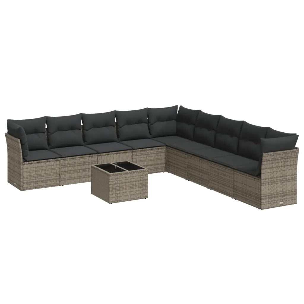 Set Divano da Giardino 10 pz con Cuscini Grigio in Polyrattancod mxl 111009