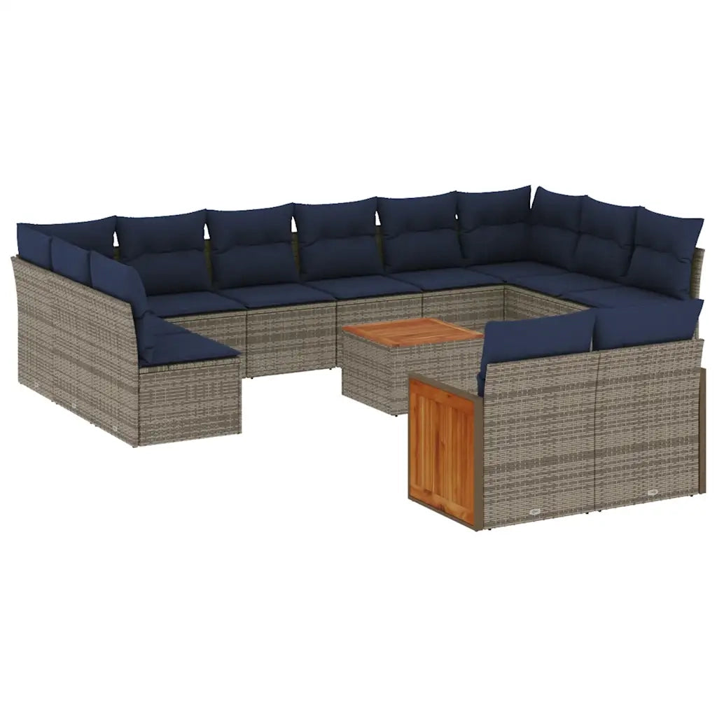 Set Divani da Giardino 12 pz con Cuscini Grigio in Polyrattan 3228133