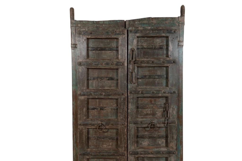 Biscottini Porta portone in legno massello e ferro da interno o da esterno vecchia e antica medievale scorrevole