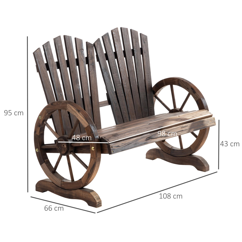 PANCA 2 POSTI DA GIARDINO 108x66x95 cm LEGNO MARRONE SCURO