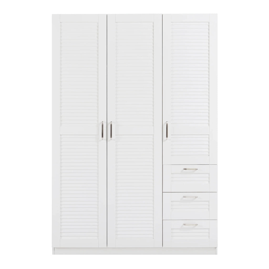 Mobile contenitore per camera da letto con 4 ripiani e 3 cassetti MDF 176 x 120 x 52 cm bianco 03_0008870