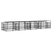 Cuccia gabbia per animali da esterno pac con tetto per cani in acciaio 15,02 m² nero 02_0041744