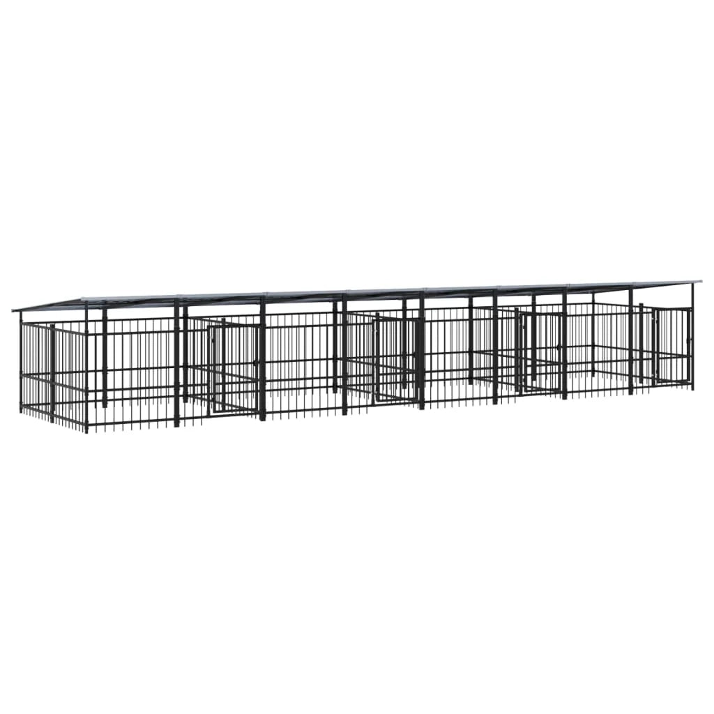 Cuccia gabbia per animali da esterno pac con tetto per cani in acciaio 15,02 m² nero 02_0041744