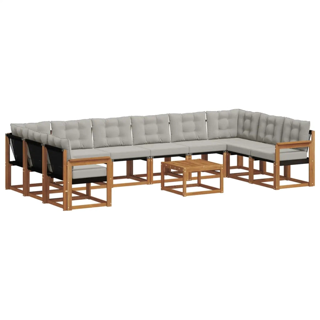 Set di divani da esterno 11 pcs Grigio Naturale e Chiaro