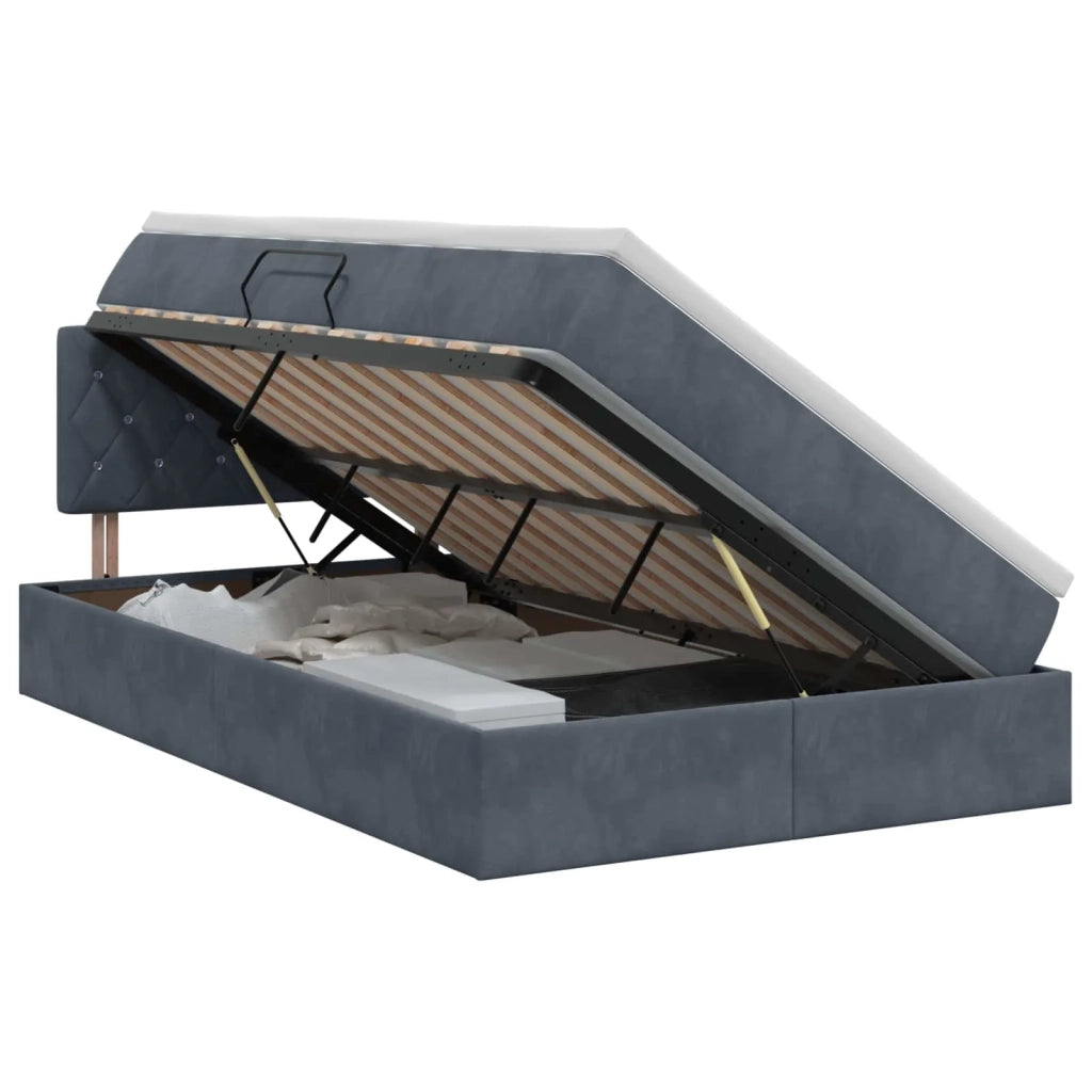 Letto con Contenitore Grigio Scuro 120 x 200 cm Velluto 3458740