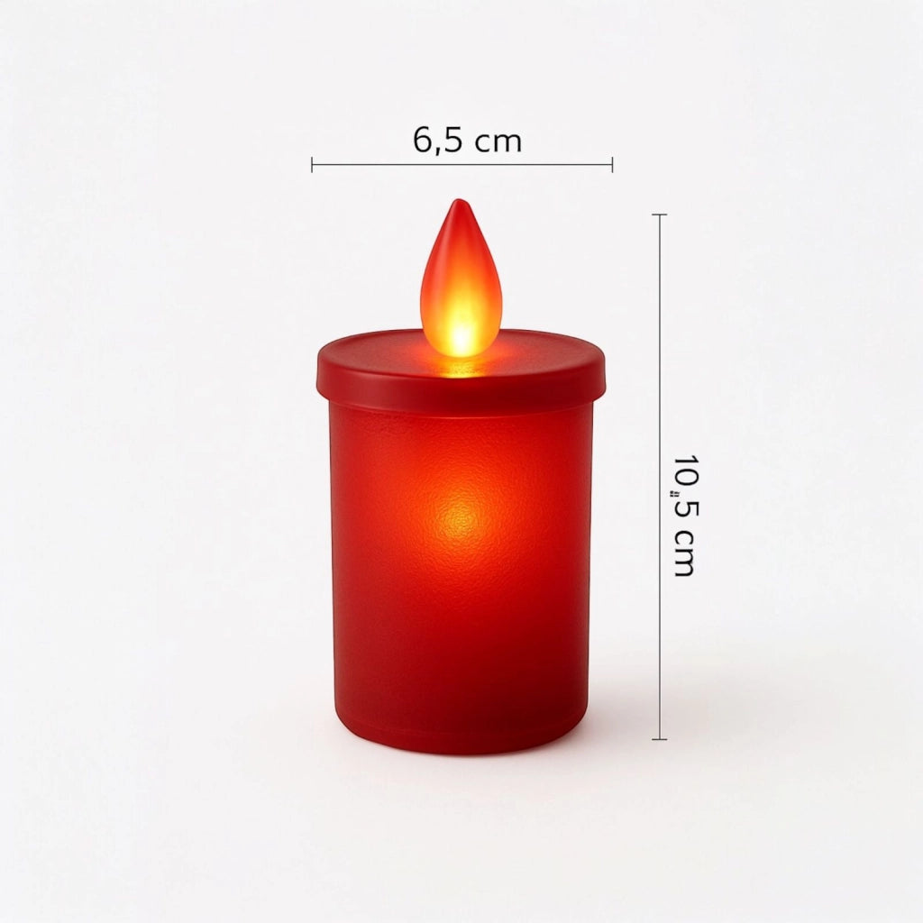 Lumino Votivo LED Rosso a Batteria | Candela Elettrica con Fiamma Viva Candela