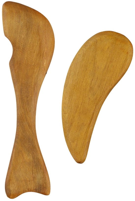 Apparecchio di massaggio Gua Sha - Tavola di raschiatura in legno - 2 pezzi - Strumento di massaggio - Per corpo e viso - Peso ridotto 50 Grammi - Tavola di massaggio