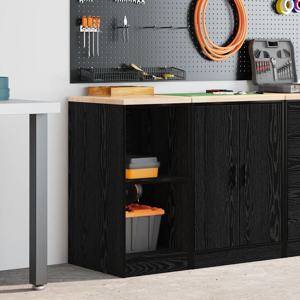 Armadietto da Garage Nero 40x51x85 cm in Legno Massello di Pino 860536