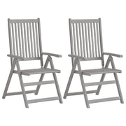 Sedie da Giardino Pieghevoli 2 pz Grigio in Massello d'Acacia  cod mxl 15348