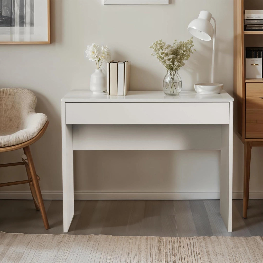 SCRIVANIA CON CASSETTO LINEA 'ESPRESSO' cm. 100 x 40,5 x h.81,4 - laccato bianco  - COMPOSAD