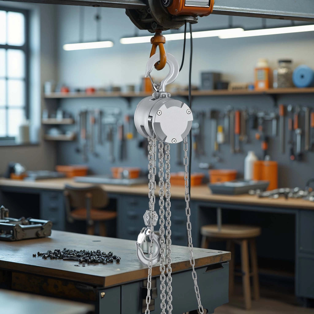 Paranco a catena manuale VXI-D in alluminio, capacità di carico 1 t, altezza di sollevamento 3 m, catena di carico G100, leggero e compatto, per impieghi gravosi