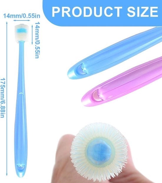 Set di spazzolini da denti per animali domestici - Cura dei denti - 360 gradi - Per cani e gatti - Adatto per la pulizia dentale - Blu e rosso - 2 pezzi